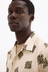 Pedro del Hierro Camisa estampada manga curta Ecru