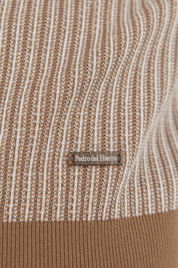 Pedro del Hierro Suéter estruturado vertical com gola redonda  Marrom