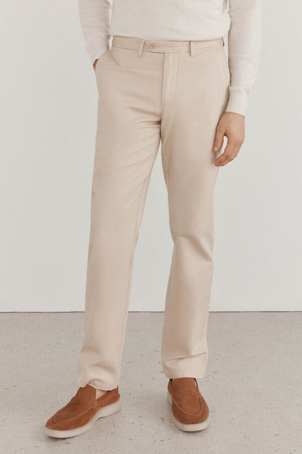 Pedro del Hierro Pantal&oacute;n chino lino regular fit Beige