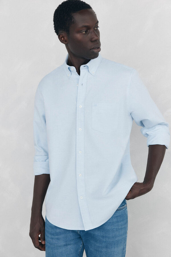 Pedro del Hierro Camisa Oxford Lisa Escovada Azul