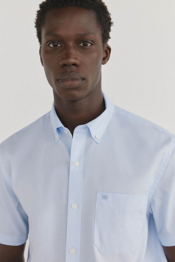 Pedro del Hierro Camisa de manga curta que n&atilde;o precisa passar Azul