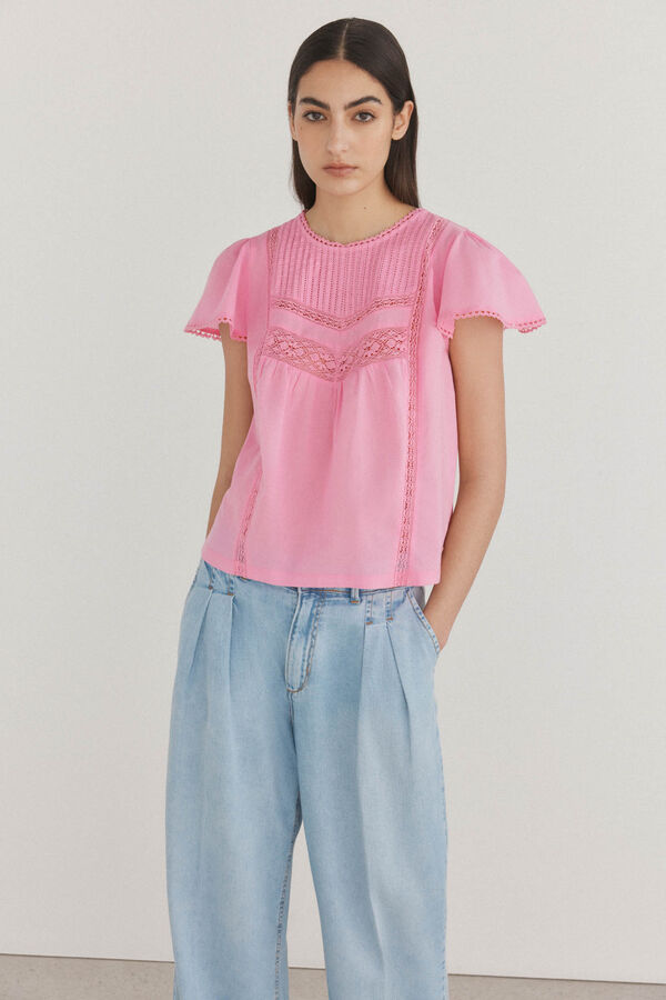 Pedro del Hierro Camiseta rom&aacute;ntica combinada Rosa