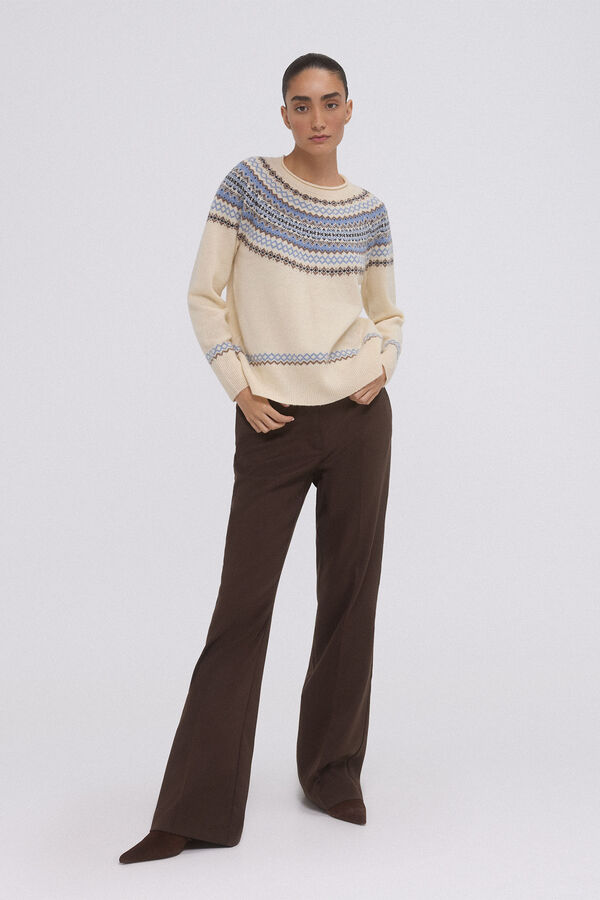 Pedro del Hierro Jersey jacquard greca Beige