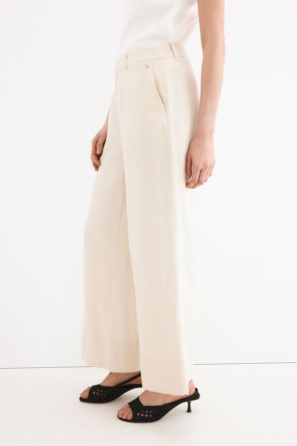 Pedro del Hierro Cal&ccedil;a reta de linho Ecru