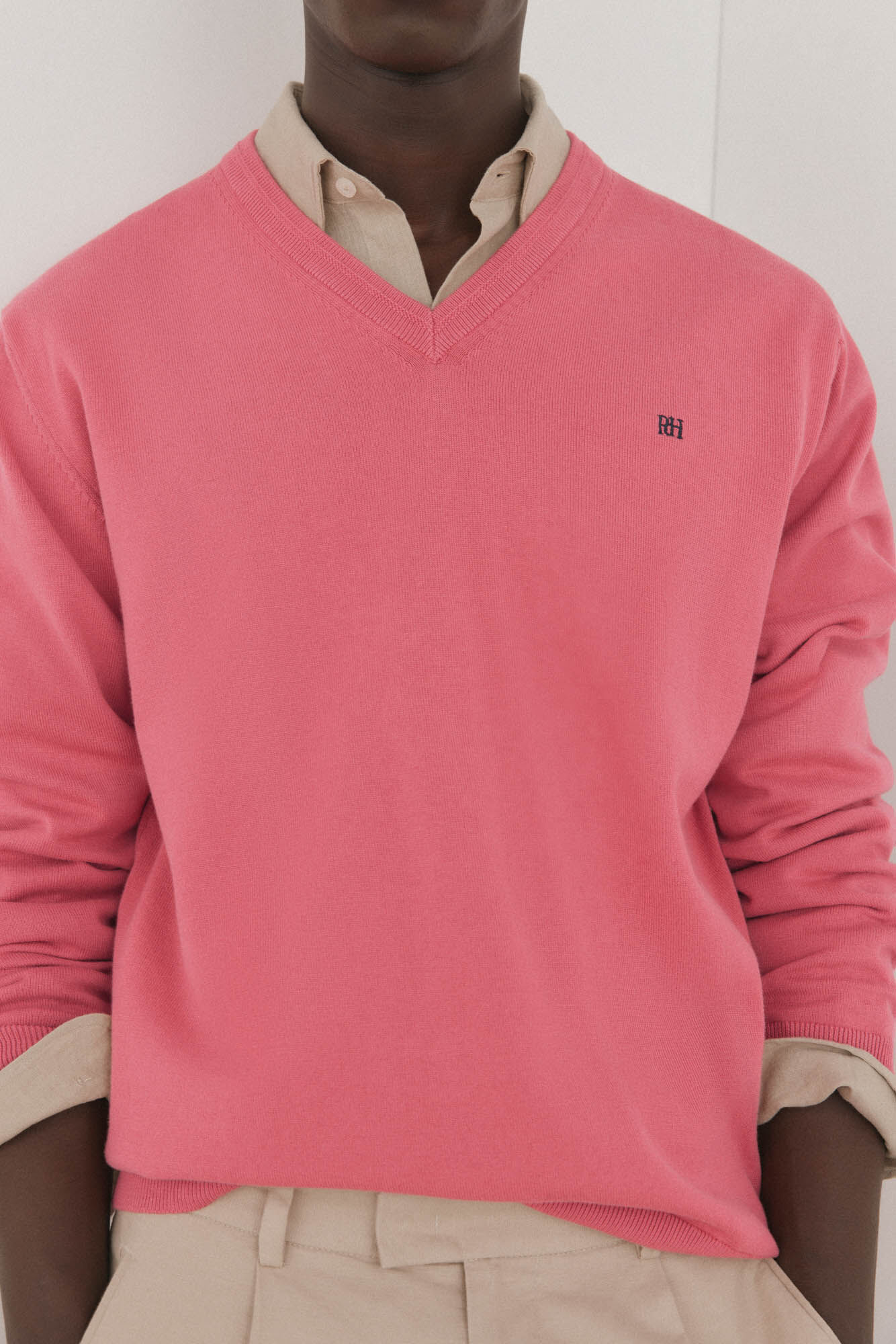 Pedro del Hierro Su&eacute;ter premium de algod&atilde;o com gola em bico 