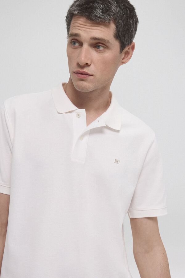 Pedro del Hierro Polo b&aacute;sica com logo bordado Ecru