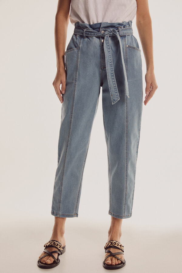 Pedro del Hierro Pantal&oacute;n vaquero paperbag TENCEL&reg; Azul