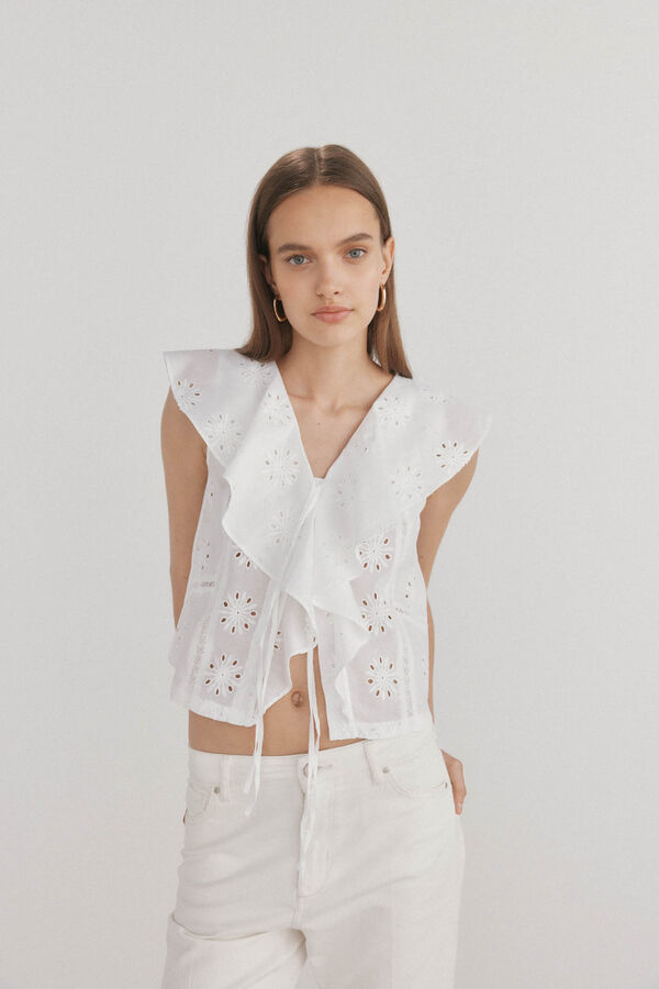 Pedro del Hierro T-shirt combinada bordada Branco