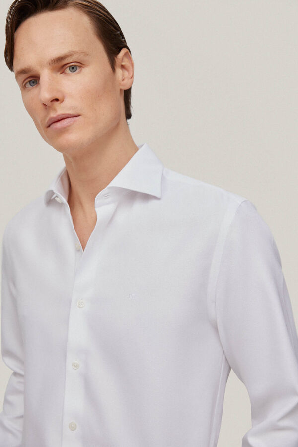 Pedro del Hierro Camisa vestir estructura lisa non iron + antimanchas Branco