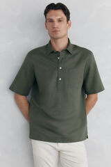 Pedro del Hierro Camiseta manga curta em tecido linho Verde