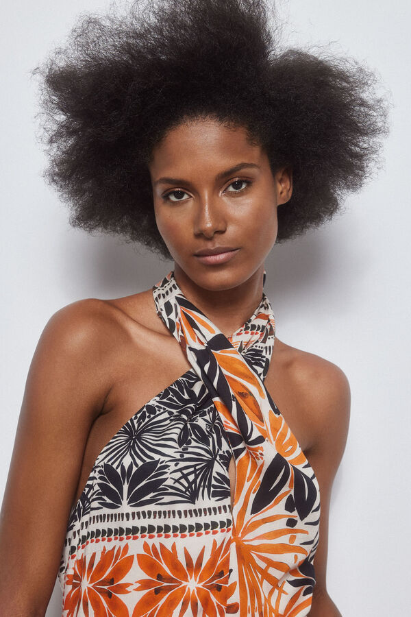 Pedro del Hierro Vestido halter estampado Rojo