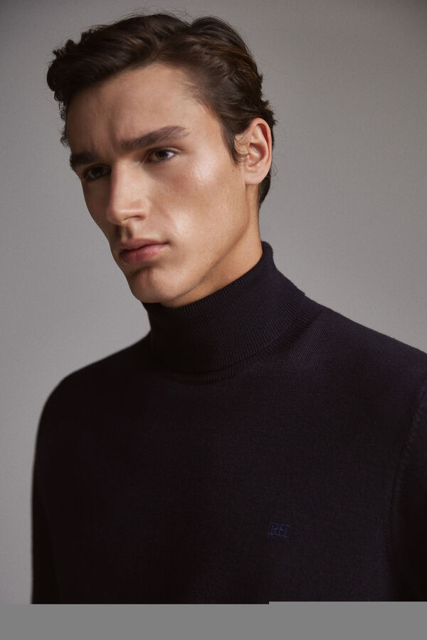 Pedro del Hierro Jersey lana cashmere cuello pico Azul