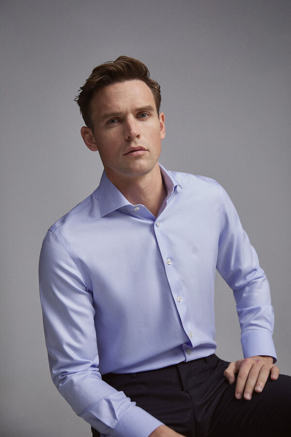 Pedro del Hierro Camisa vestir tech-non ferro simples cl&aacute;ssico Azul
