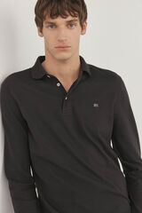 Pedro del Hierro Camisa polo b&aacute;sica em piqu&eacute; manga comprida Preto