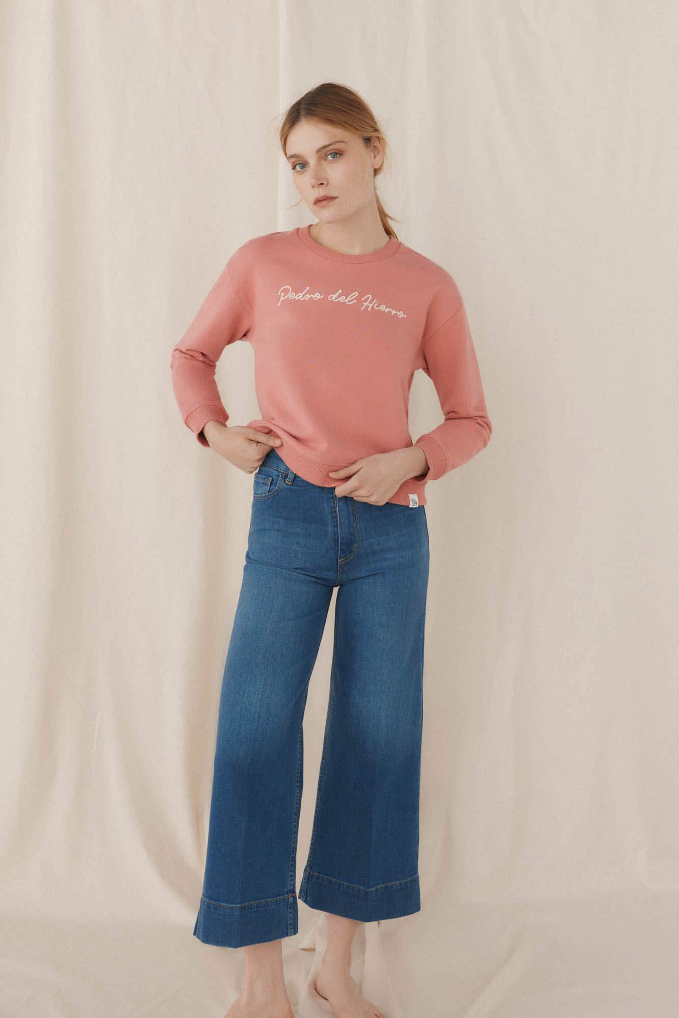 Pedro del Hierro Jeans wide leg flare algod&oacute;n espa&ntilde;ol