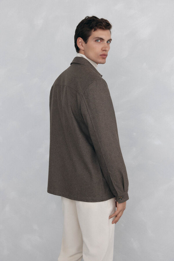 Pedro del Hierro Sobrecamisa de l&atilde; lisa Marrom