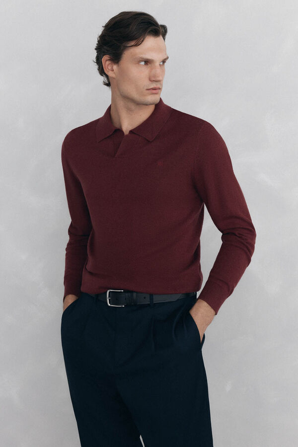 Pedro del Hierro Jersey cuello johny lana merino y cashmere Burdeos