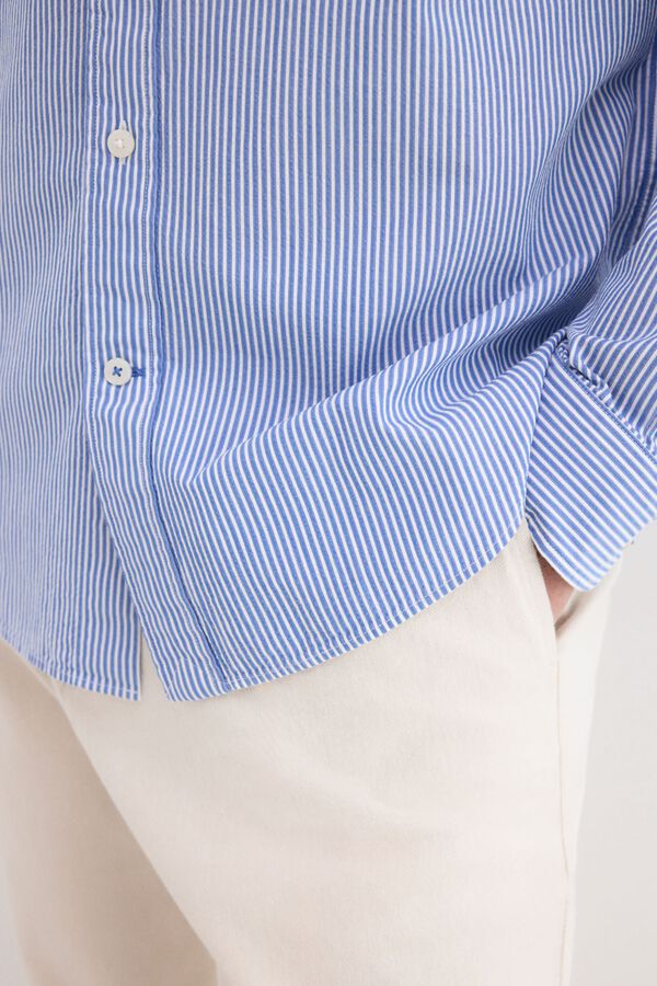 Pedro del Hierro Camisa em seersucker &agrave;s riscas Azul