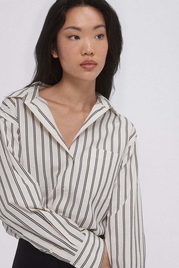 Pedro del Hierro Camisa oversize rayas Crudo