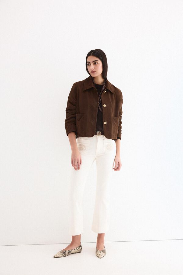 Pedro del Hierro Jeans flare cropped Ecru