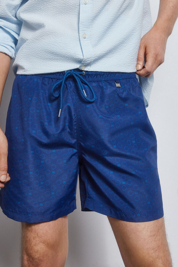 Pedro del Hierro Ba&ntilde;ador estampado logos PDH circulares Azul