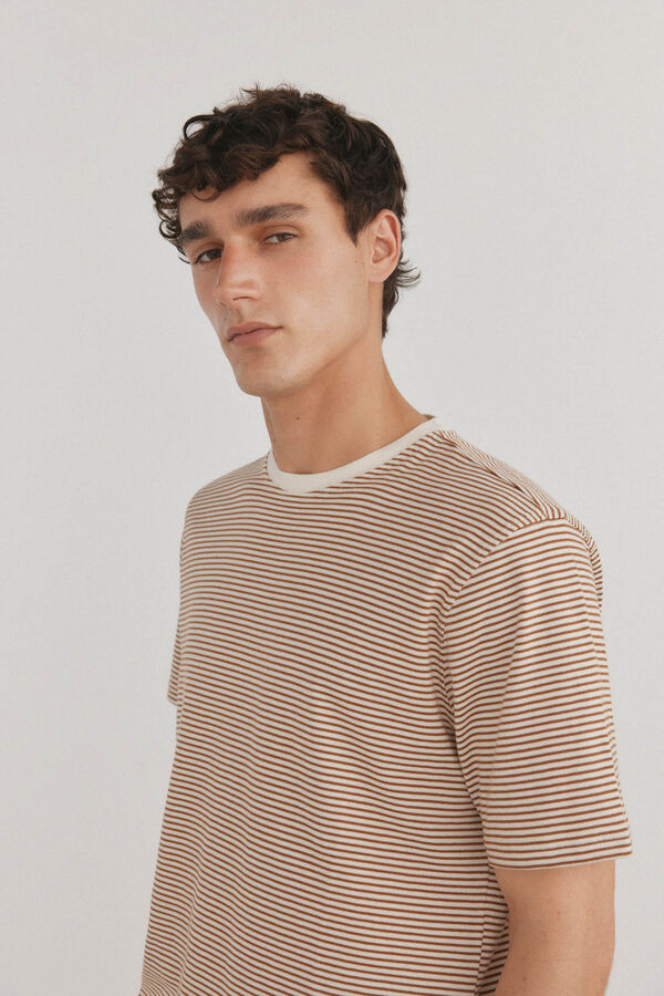 Pedro del Hierro Camiseta r&uacute;stica de rayas Marr&oacute;n