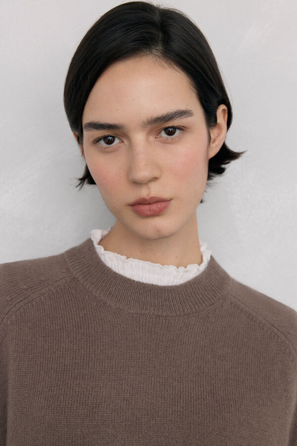 Pedro del Hierro Jersey oversize cropped Marr&oacute;n