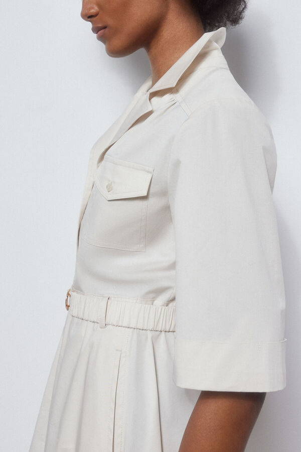 Pedro del Hierro Vestido camisero con cinturon Crudo