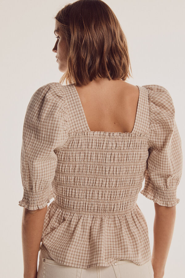 Pedro del Hierro Blusa vichy engomada Beige