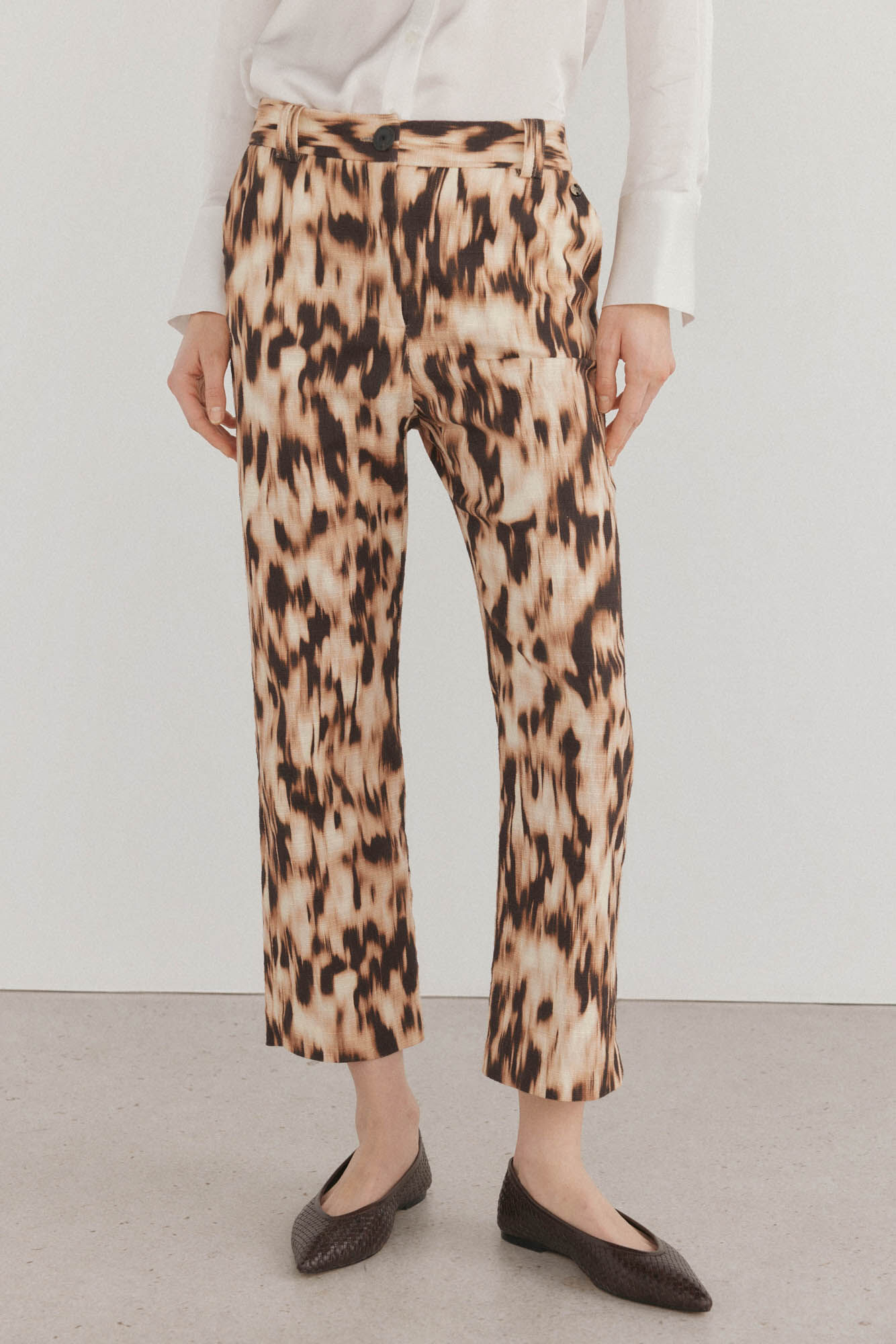 Pedro del Hierro Pantalon estampado crop flare