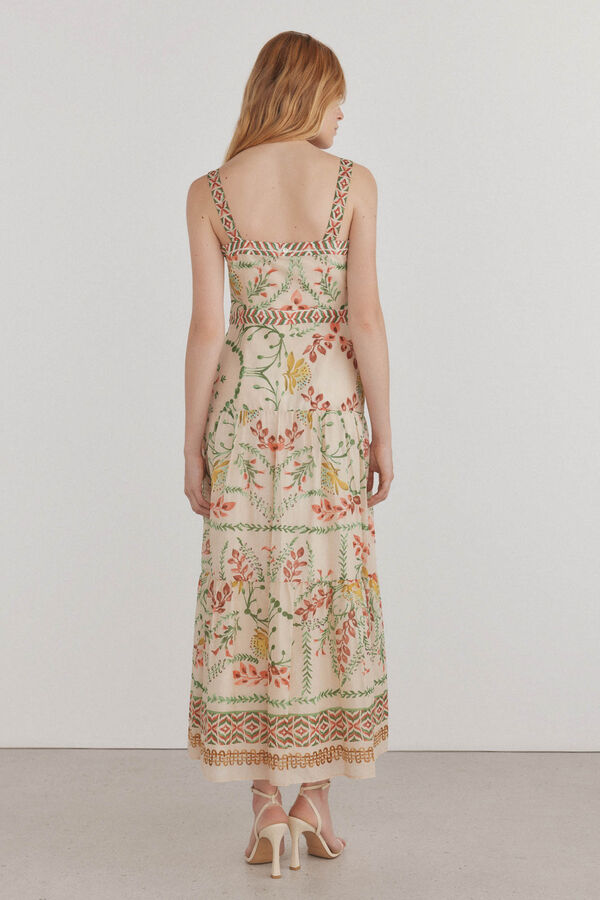 Pedro del Hierro Vestido estampado cenefas Beige