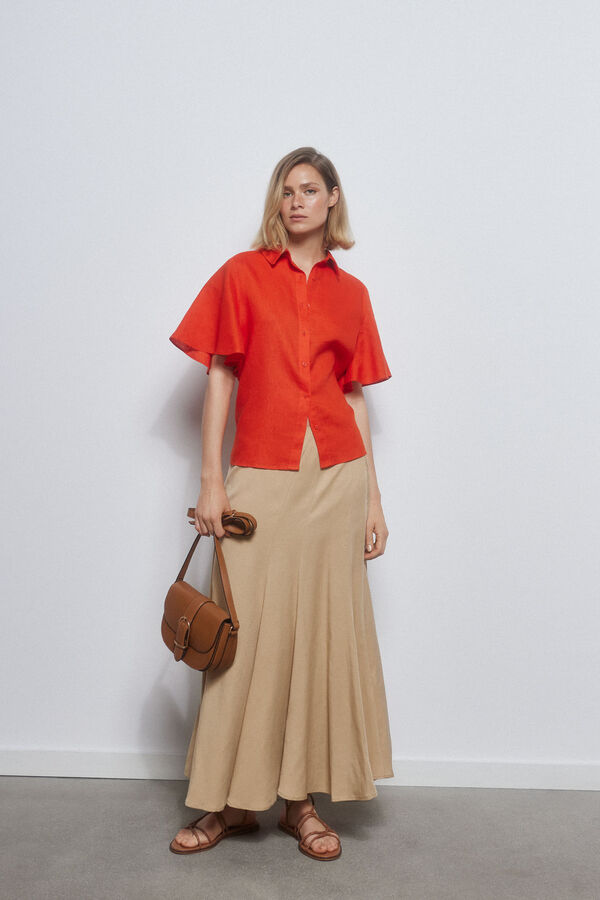 Pedro del Hierro Camisa lino fluida Rojo