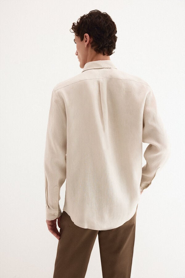 Pedro del Hierro Camisa lisa em linho Beige