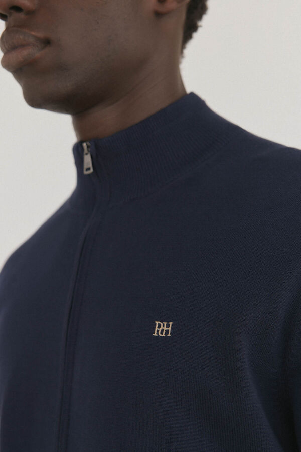 Pedro del Hierro C&aacute;rdigan fino algod&oacute;n premium cremallera Azul