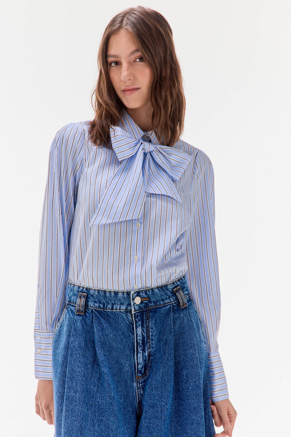 TFP by Tamara Falc&oacute; Camisa rayas lazo Azul