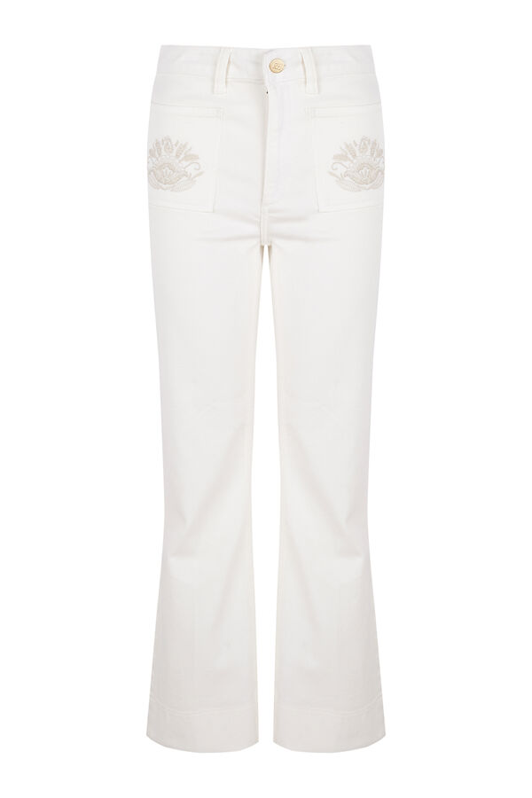 Pedro del Hierro Jeans flare cropped Ecru