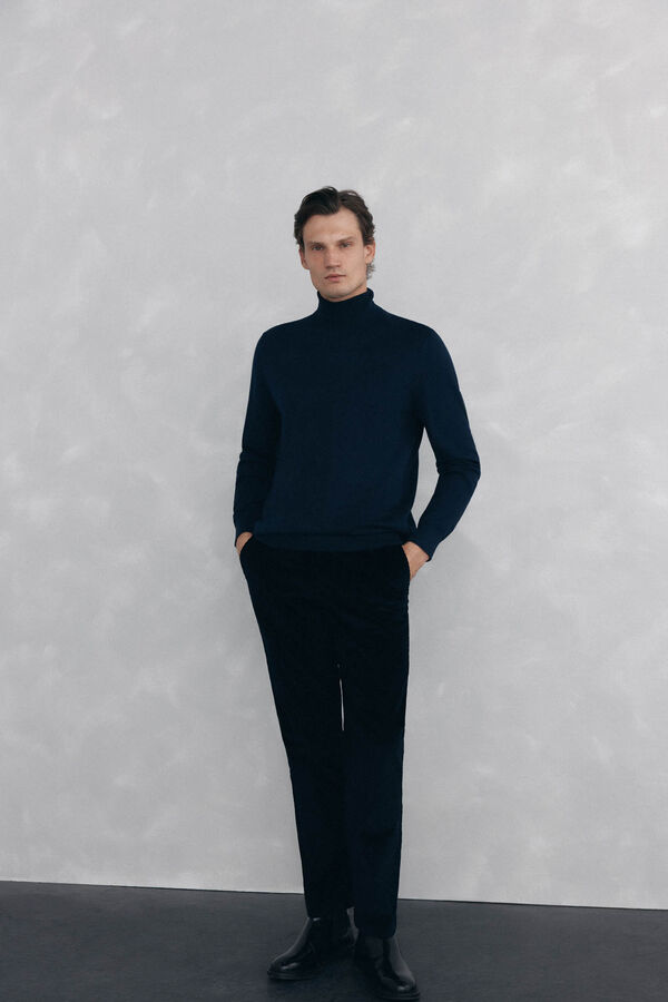 Pedro del Hierro Camisola gola cisne Azul