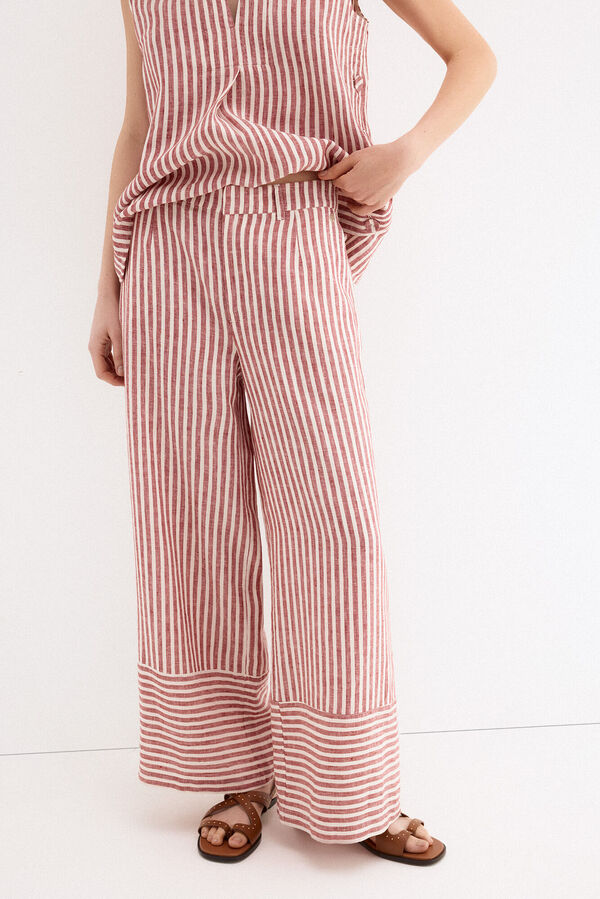 Pedro del Hierro Pantalones wide flare classic Rosa