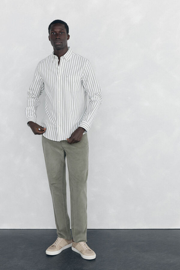 Pedro del Hierro Camisa Brushed Oxford rayas Verde