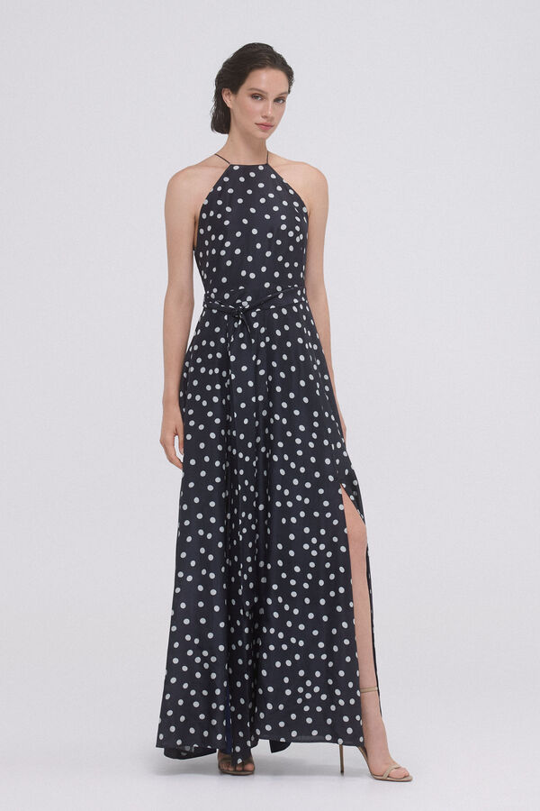 TFP by Tamara Falc&oacute; Vestido bolinhas de halter Azul