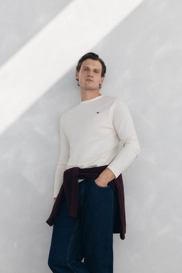 Pedro del Hierro Camiseta b&aacute;sica manga larga Beige