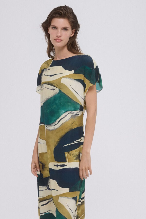 Pedro del Hierro Vestido tunica estampado Verde