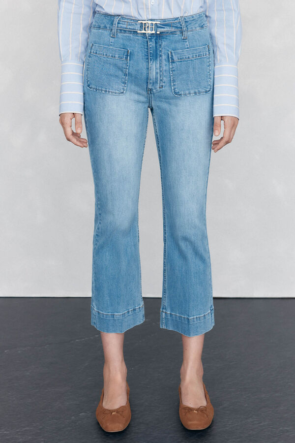Pedro del Hierro Cal&ccedil;a jeans cropped Stovepipe Azul
