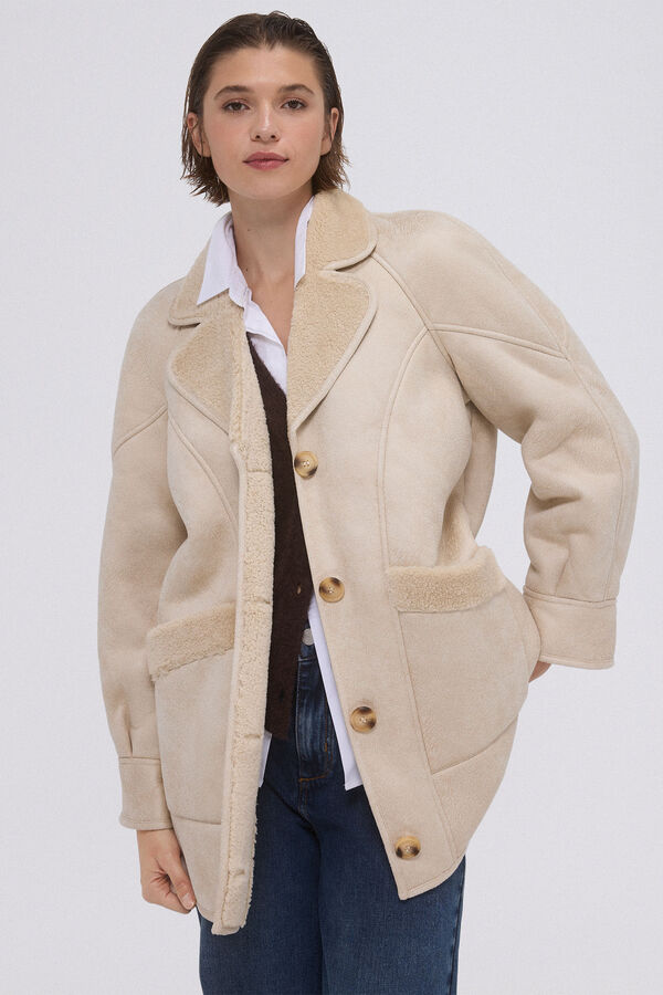 Pedro del Hierro Abrigo doble faz Beige