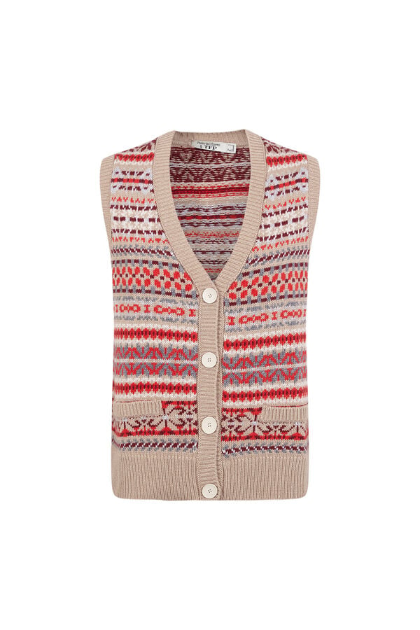 TFP by Tamara Falc&oacute; Chaleco jacquard geom&eacute;trico Beige