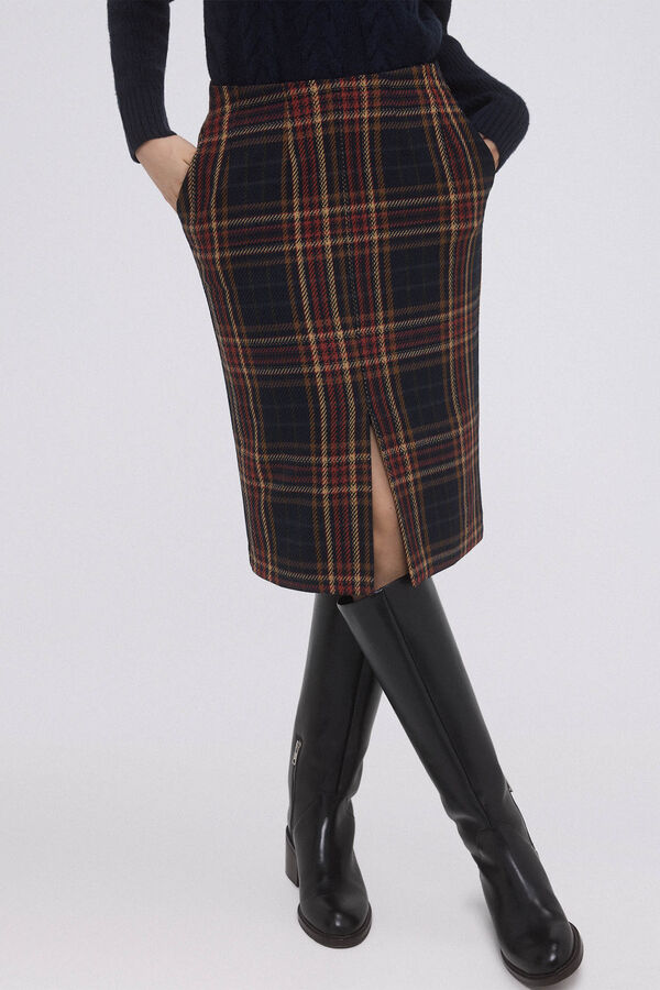 Pedro del Hierro Falda recta cuadros Azul