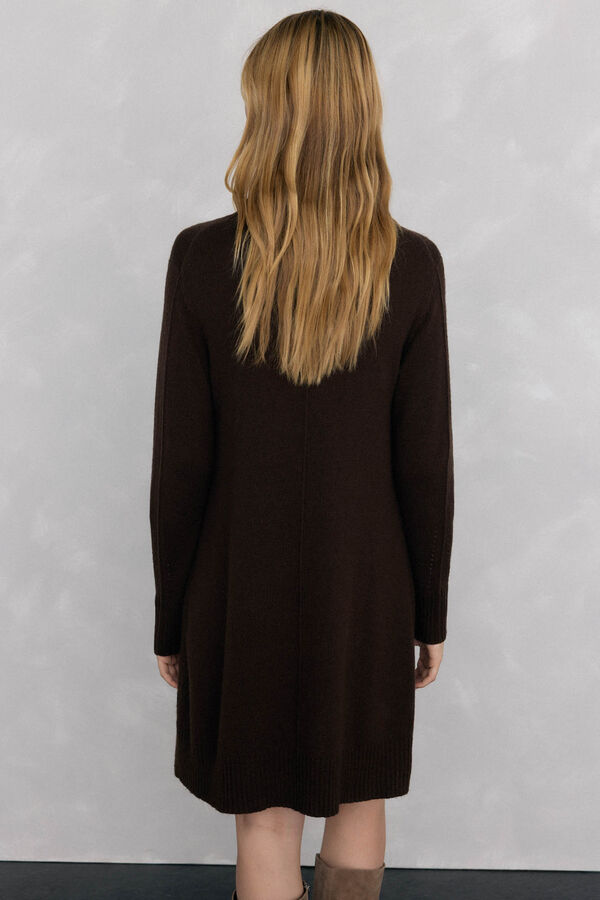 Pedro del Hierro Vestido de punto costura central lana Marr&oacute;n