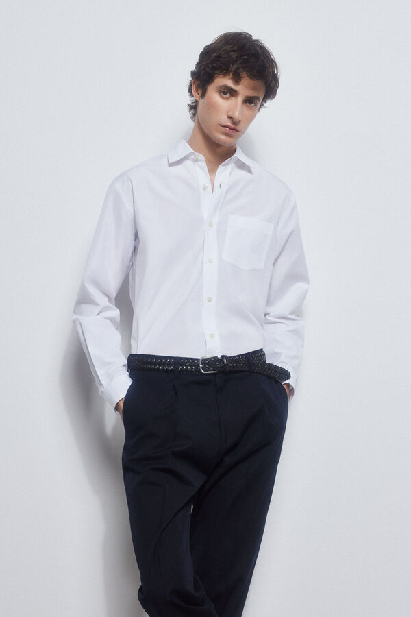 Pedro del Hierro Camisa popelín tejido italiano Blanco