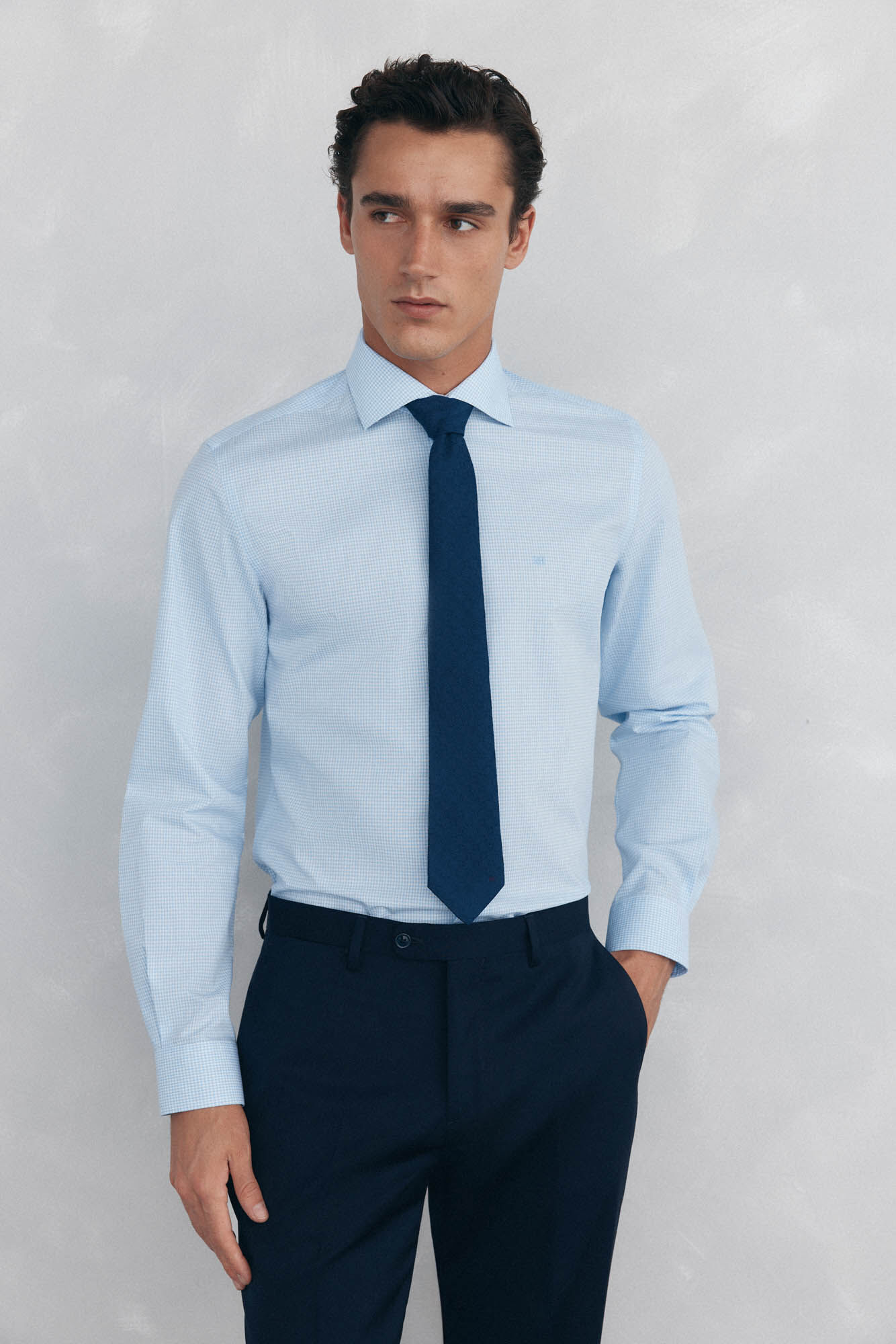 Pedro del Hierro Camisa aos quadrados non iron + antimanchas