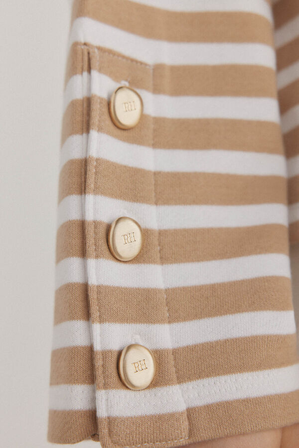 Pedro del Hierro Sudadera b&aacute;sica rayas Beige